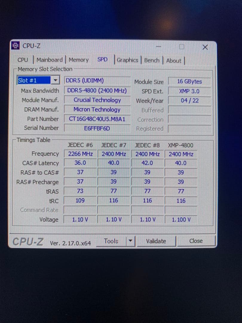 crucial 16GBx2 計32GB DDR5-4800