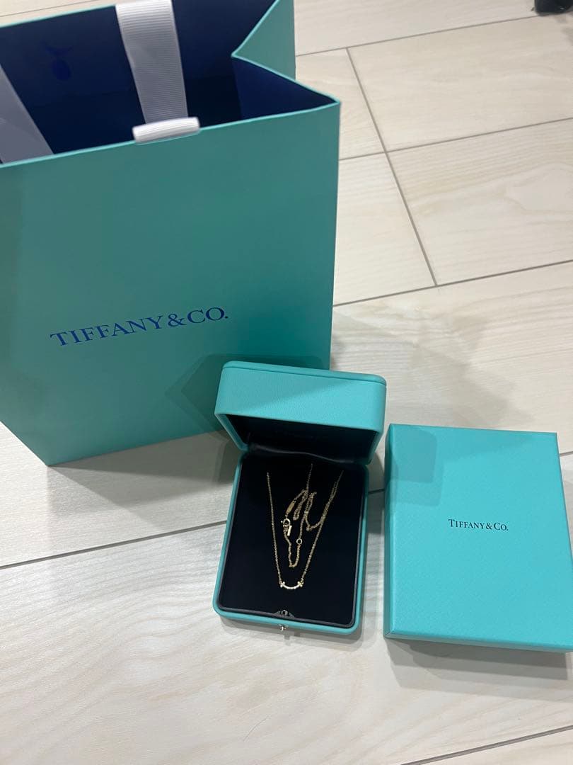 【美品】Tiffany & Co. Tスマイルダイヤモンド付きネックレスk18