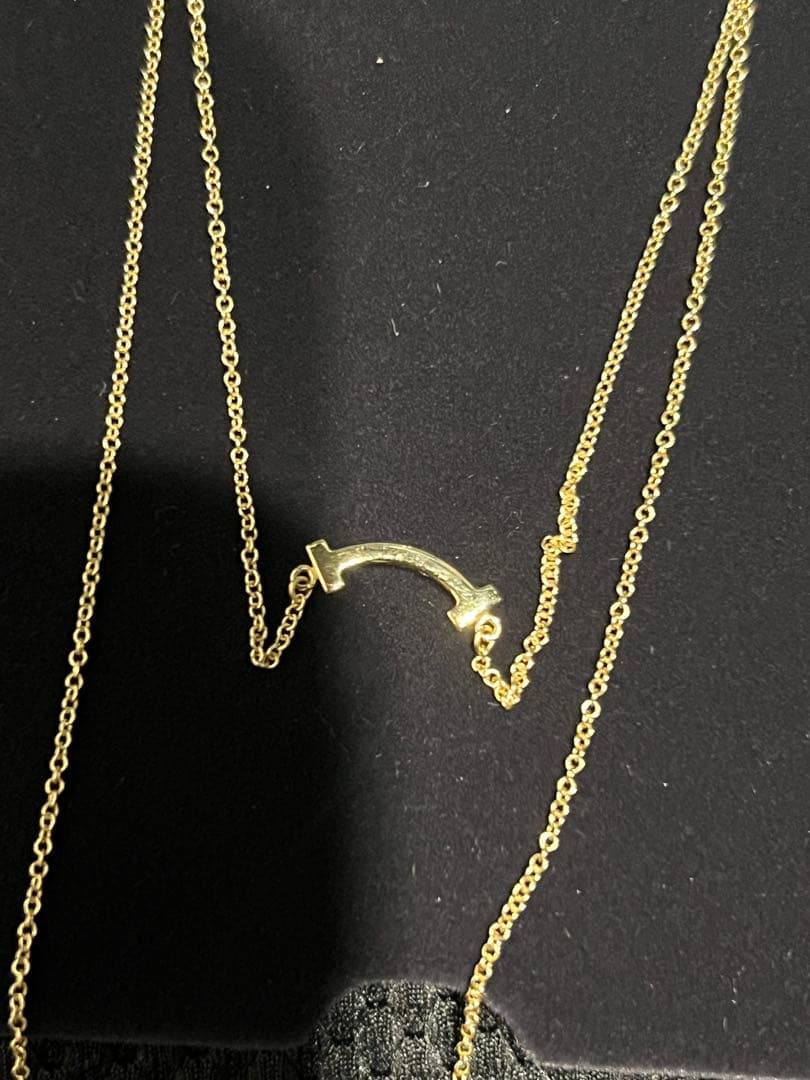 【美品】Tiffany & Co. Tスマイルダイヤモンド付きネックレスk18