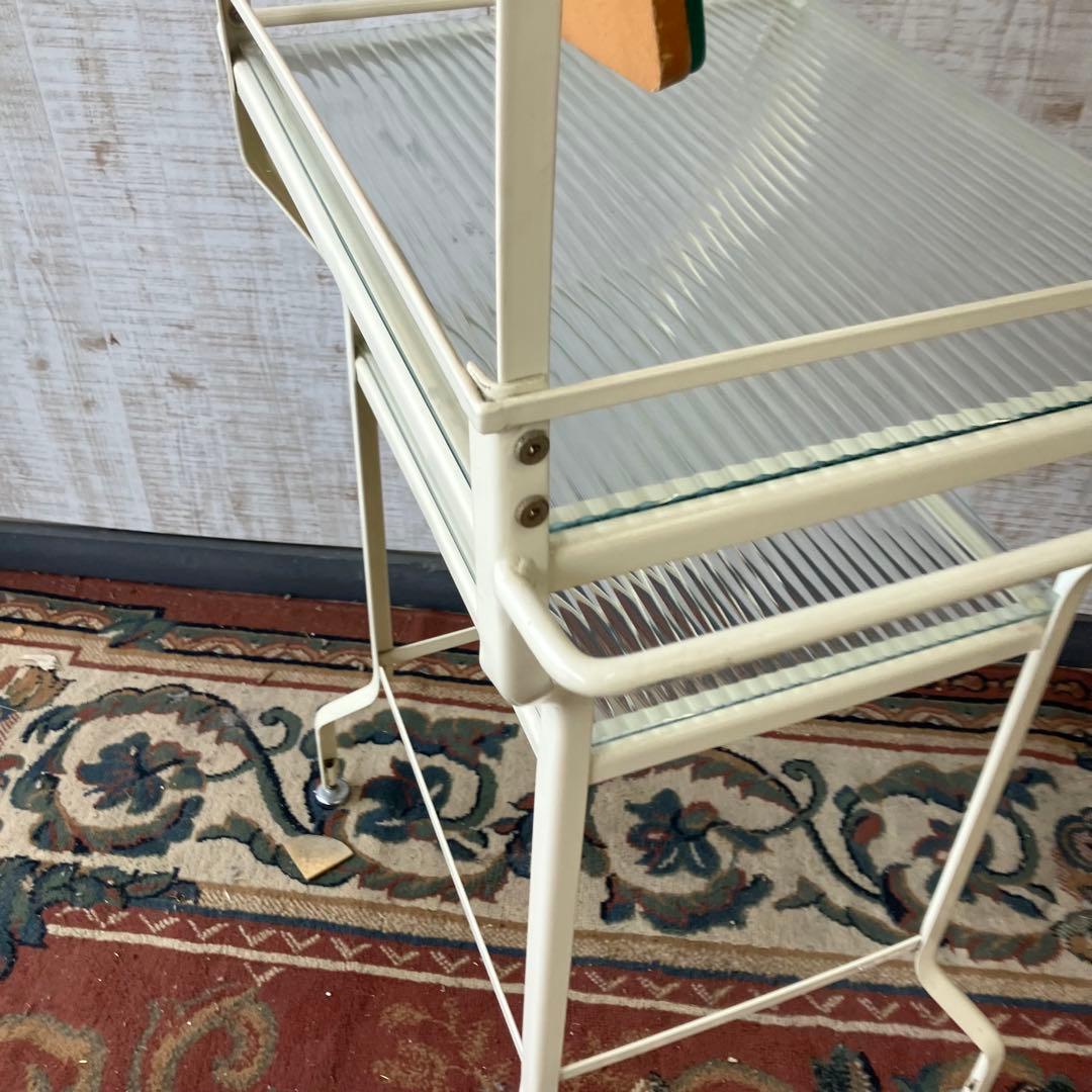 北欧レトロ アイアンフレーム スチールドレッサー 化粧台 スツール付き 鏡台