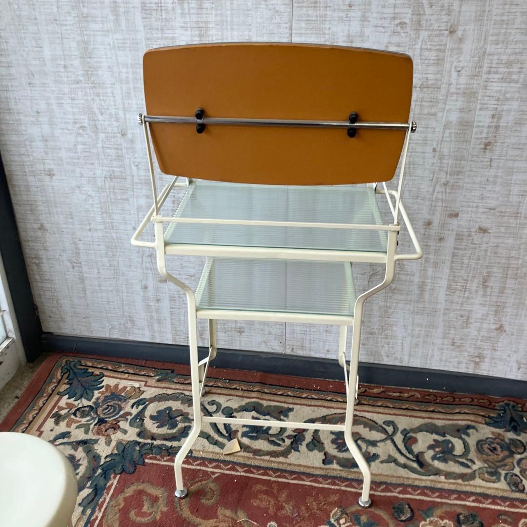 北欧レトロ アイアンフレーム スチールドレッサー 化粧台 スツール付き 鏡台