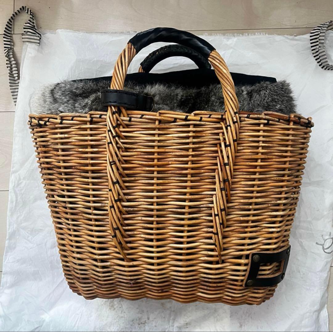 【11月30日までセール】 ebagos エバゴス　カゴバッグ　ラビットファー