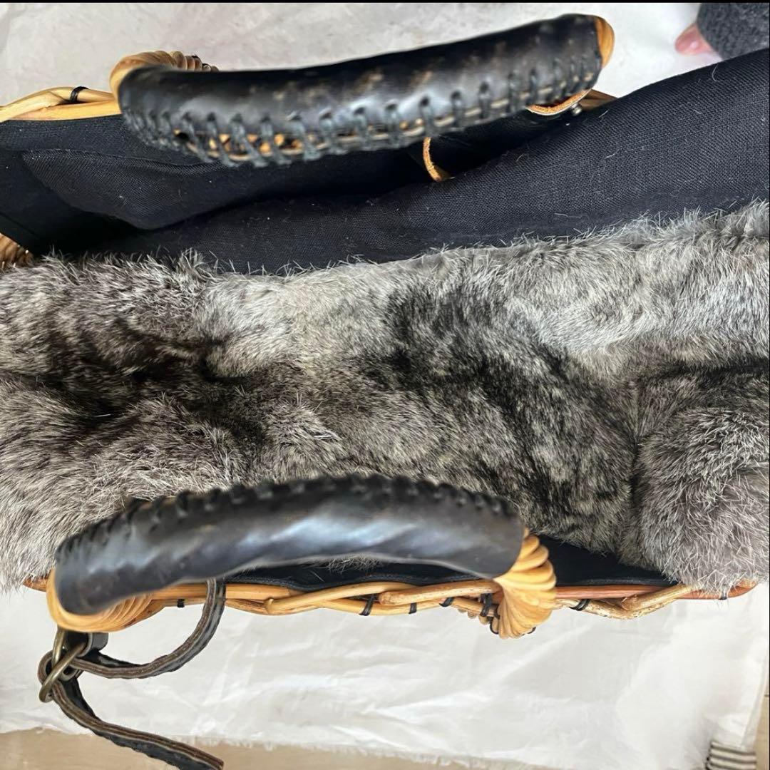 【11月30日までセール】 ebagos エバゴス　カゴバッグ　ラビットファー