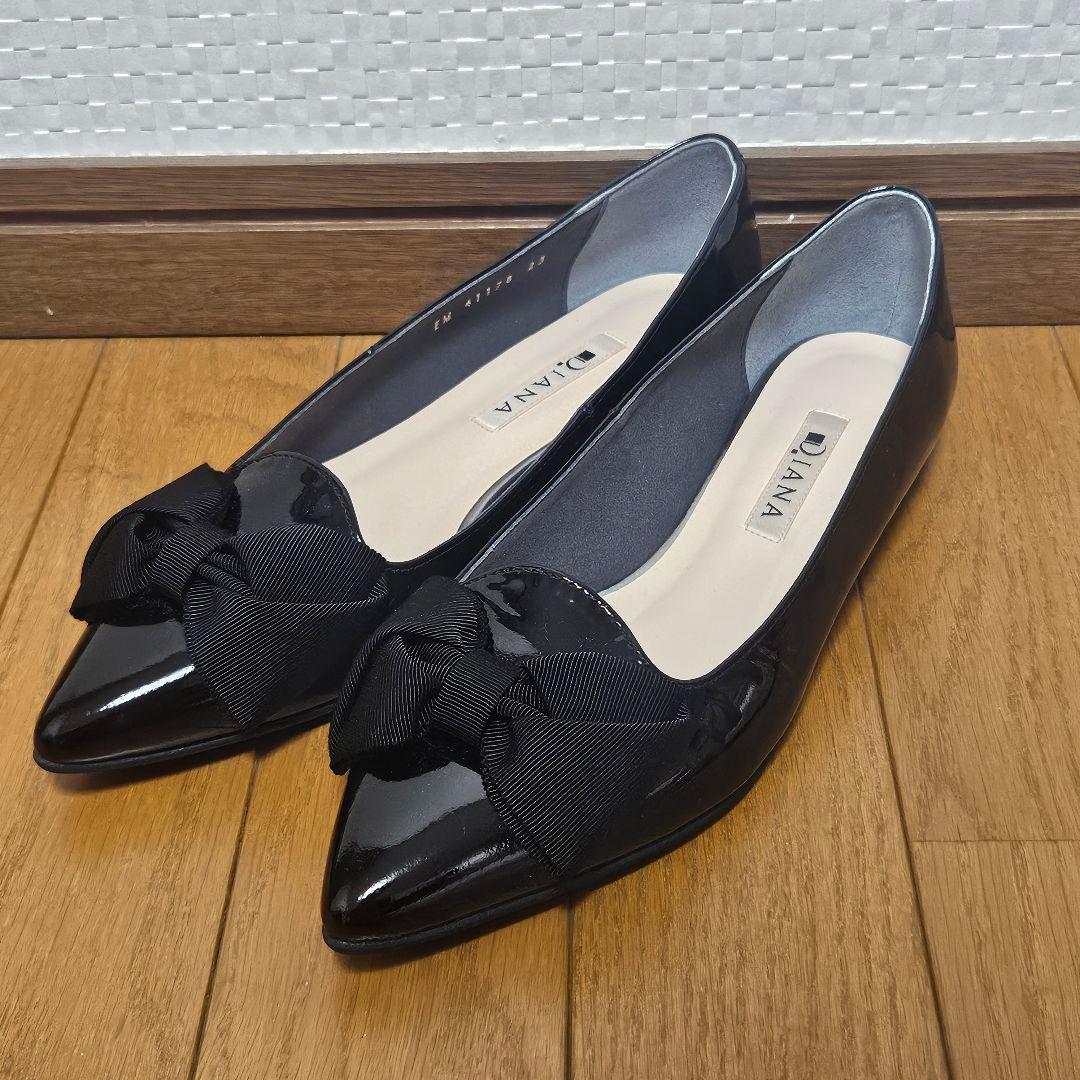 極美品☆ DIANA パンプス オペラシューズ リボン ポインテッドトゥ