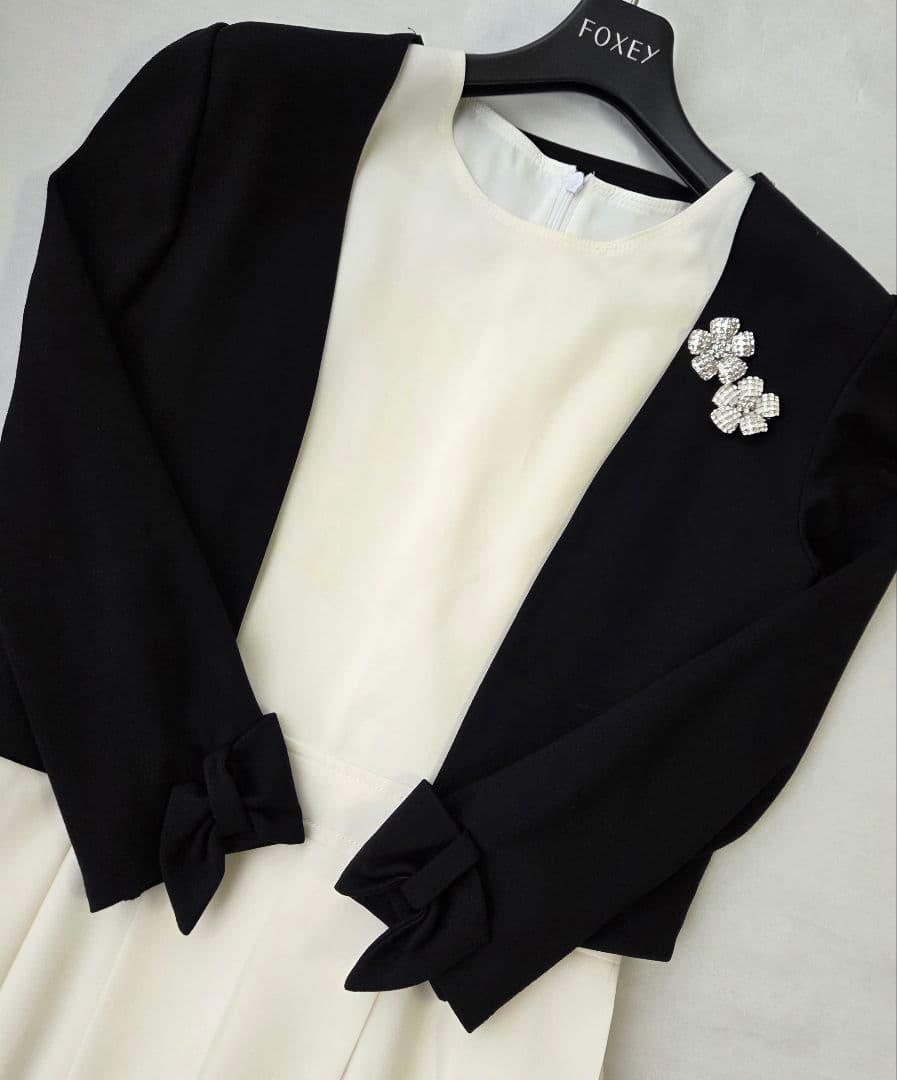 FOXEY フォクシー ボレロ カーディガン 38 袖口リボンデザイン 美品