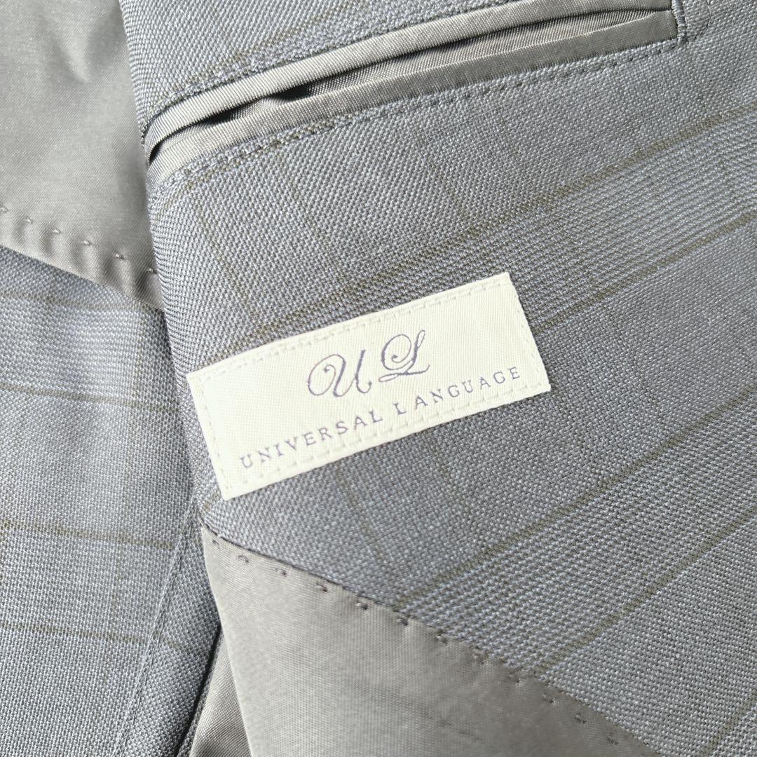 【美品】ユニバーサルランゲージ　スリーピース　スーツ　チェック柄　ネイビー