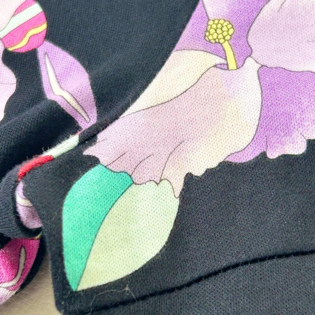 大きいサイズ42 レオナール 豪華花柄 チュニック ブラック ゆったり