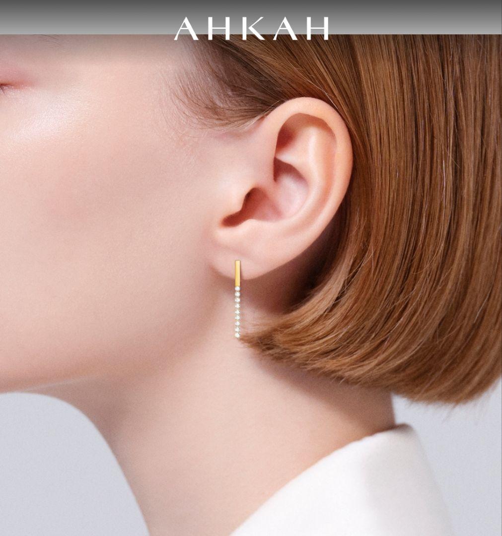 AHKAH　シャンデリアラインショート ピアス 18KイエローG ダイヤモンド