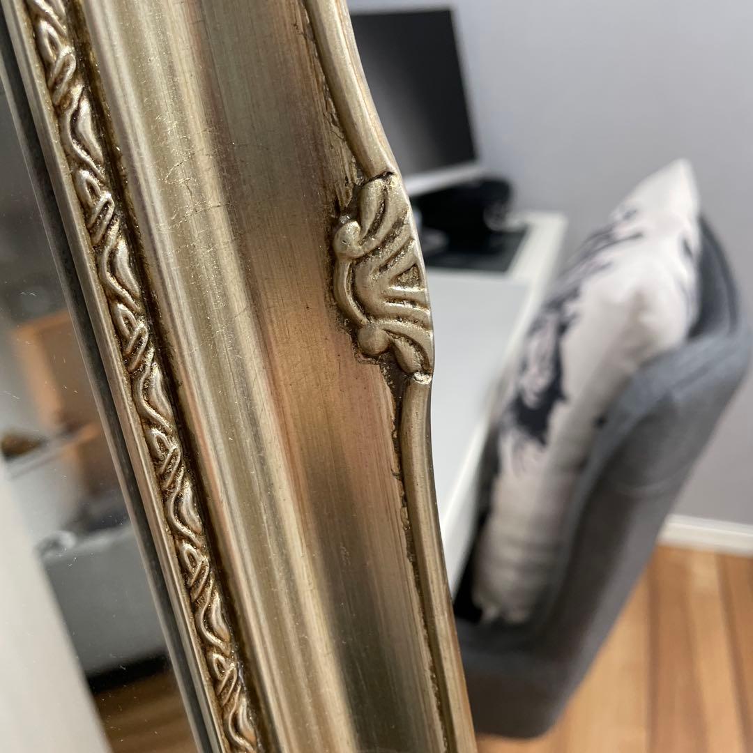 スタンドミラー　全身鏡　アンティーク調　ゴールド　たのメル便　送料込み