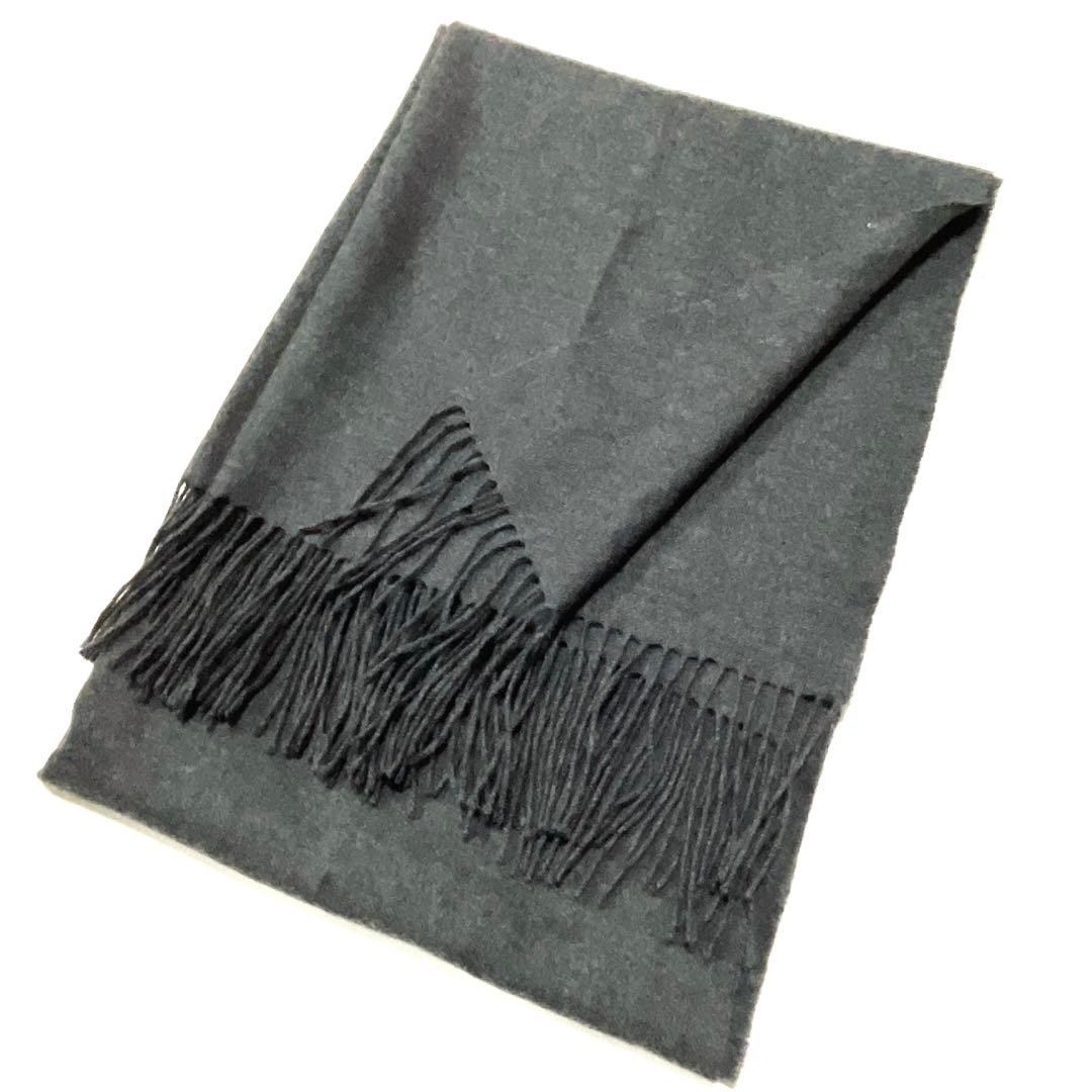 ★美品★バーニーズニューヨーク カシミヤ100% 大判ストール　グレー(626)