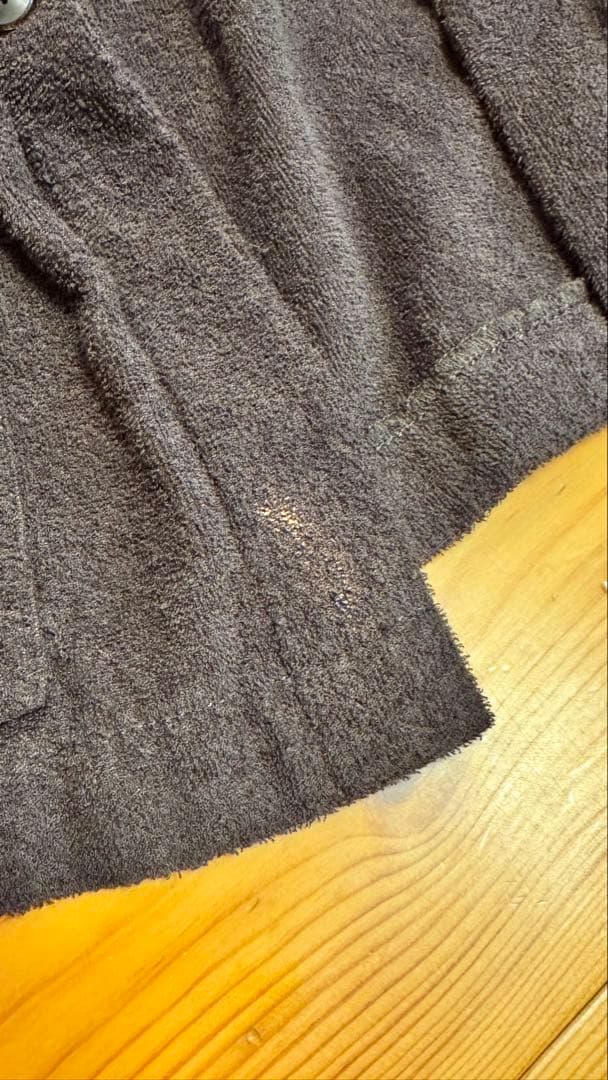 オーラリー　ダークブラウン ノーカラージャケット　今治タオル