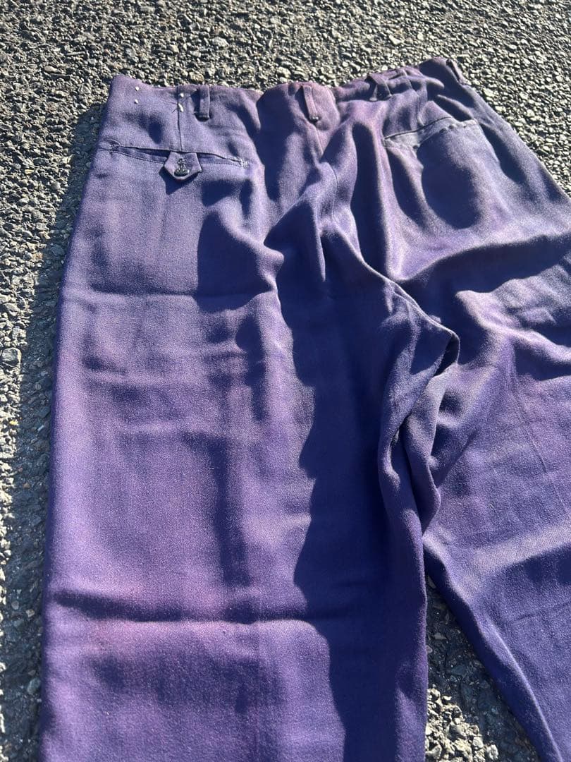 50-60s ギャバジン スラックス パンツ ナス紺　紙フラッシャー