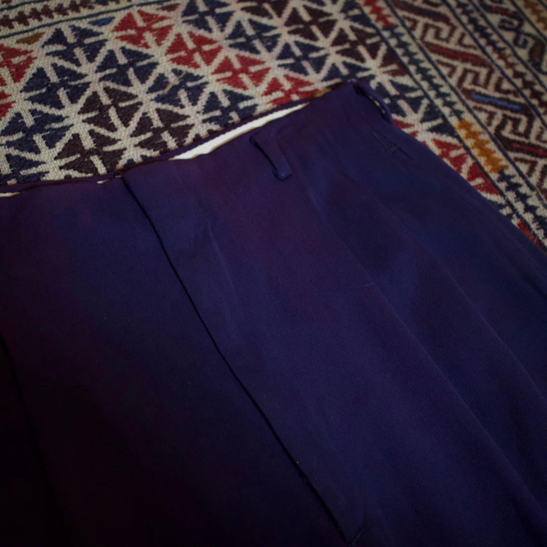 50-60s ギャバジン スラックス パンツ ナス紺　紙フラッシャー