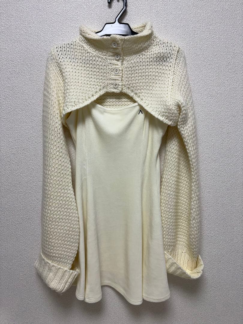 ワンピース andmary Zoey velour set dress ivory