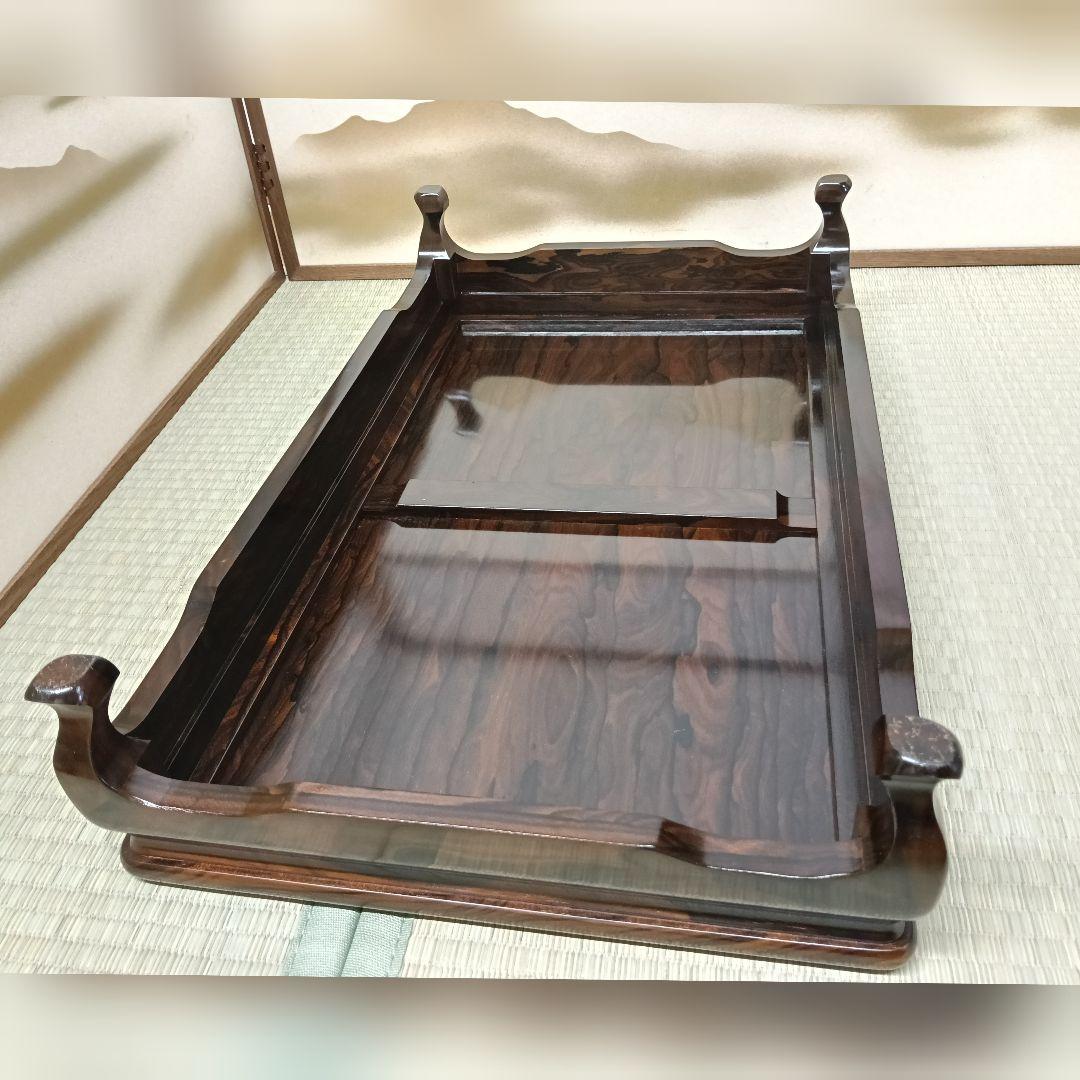 AK73 黒柿 平卓 花台 香炉台 盆栽台 飾り台 箱入 美品