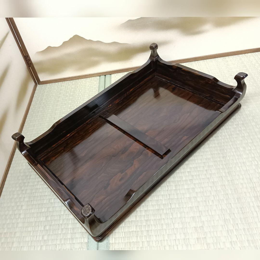 AK73 黒柿 平卓 花台 香炉台 盆栽台 飾り台 箱入 美品