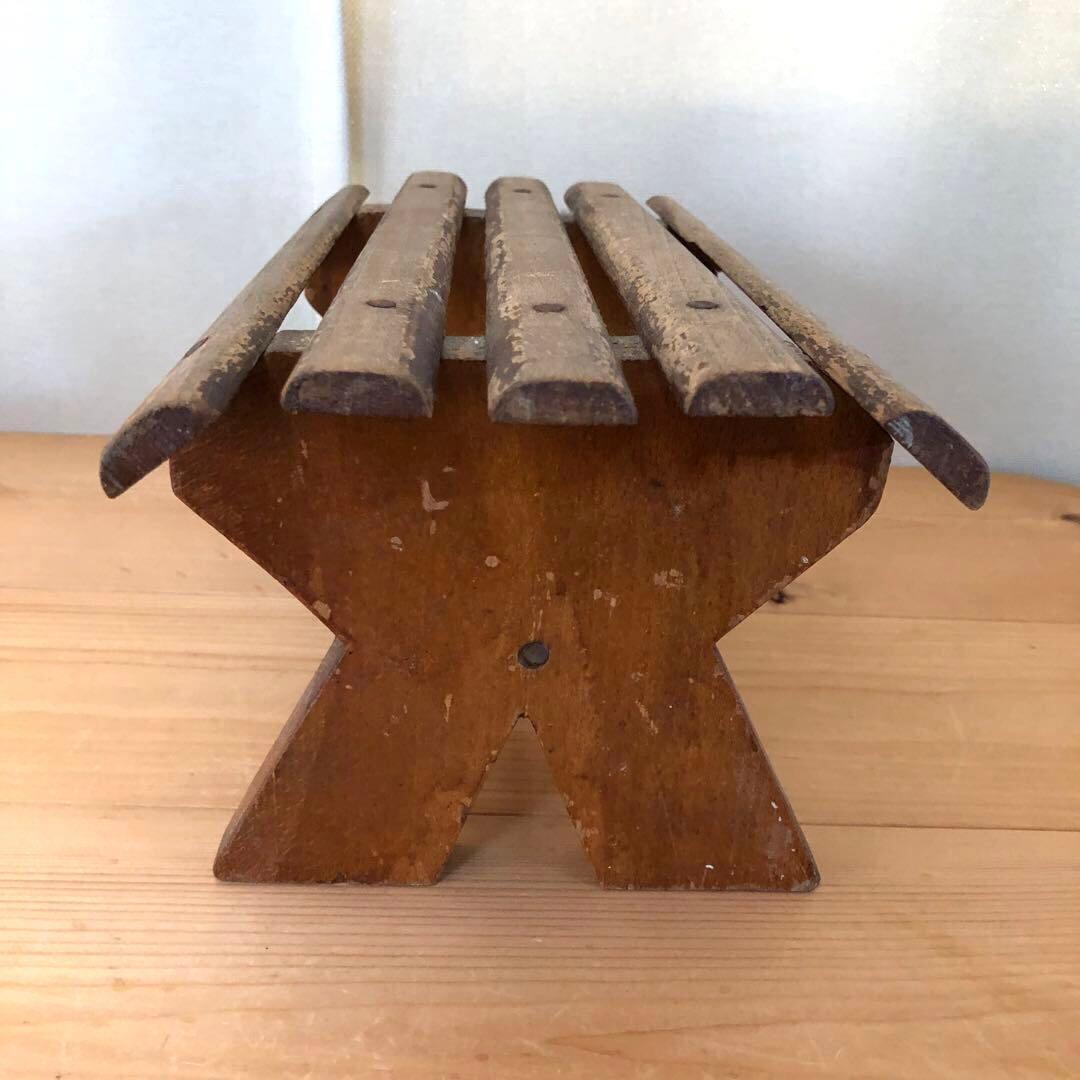 古い小さな踏み台　スツール　アンティーク　フランス　フットレスト　no.161