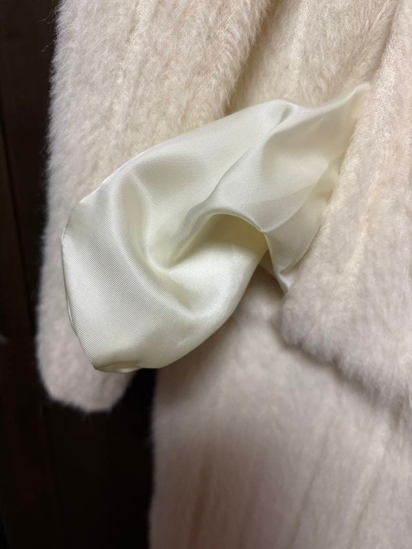 【美品です！】銀座花菱ミンクファー付きオフホワイトアルパカコート　9号