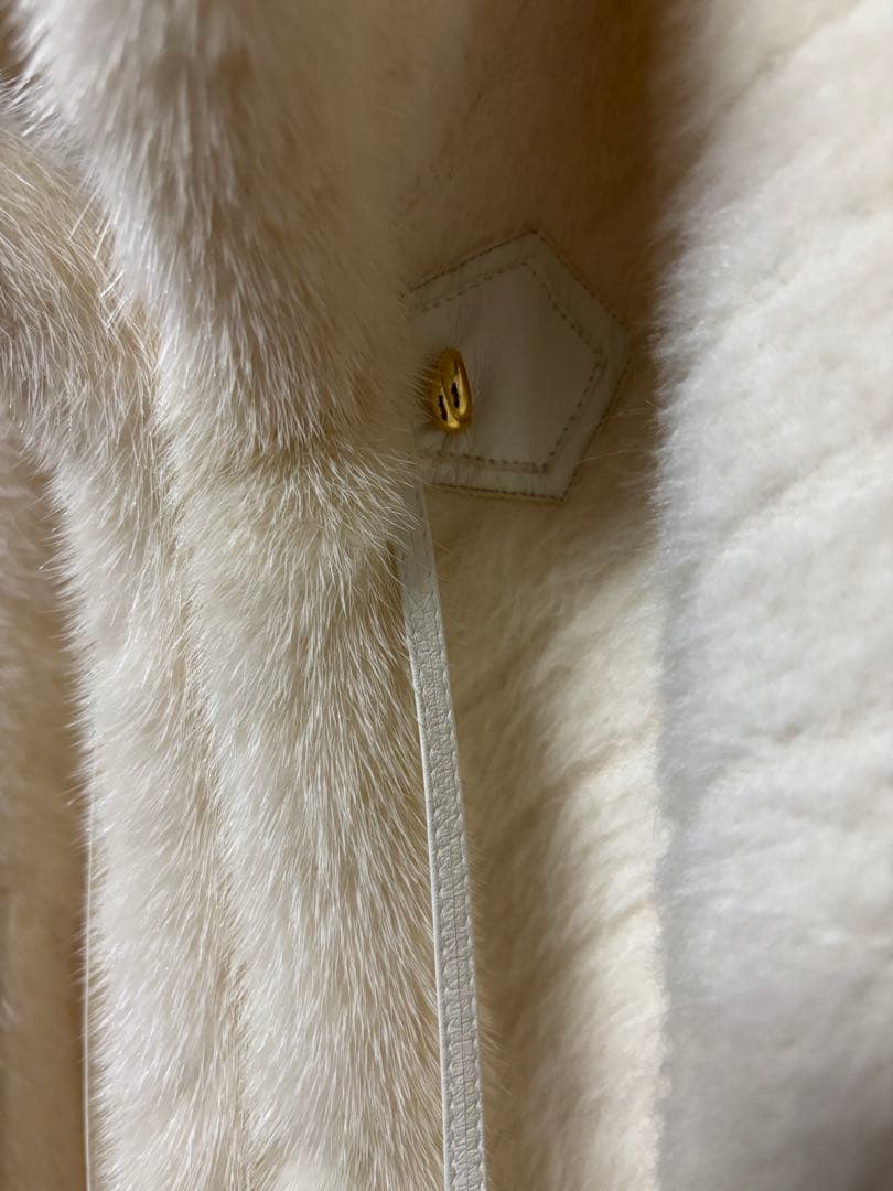 【美品です！】銀座花菱ミンクファー付きオフホワイトアルパカコート　9号