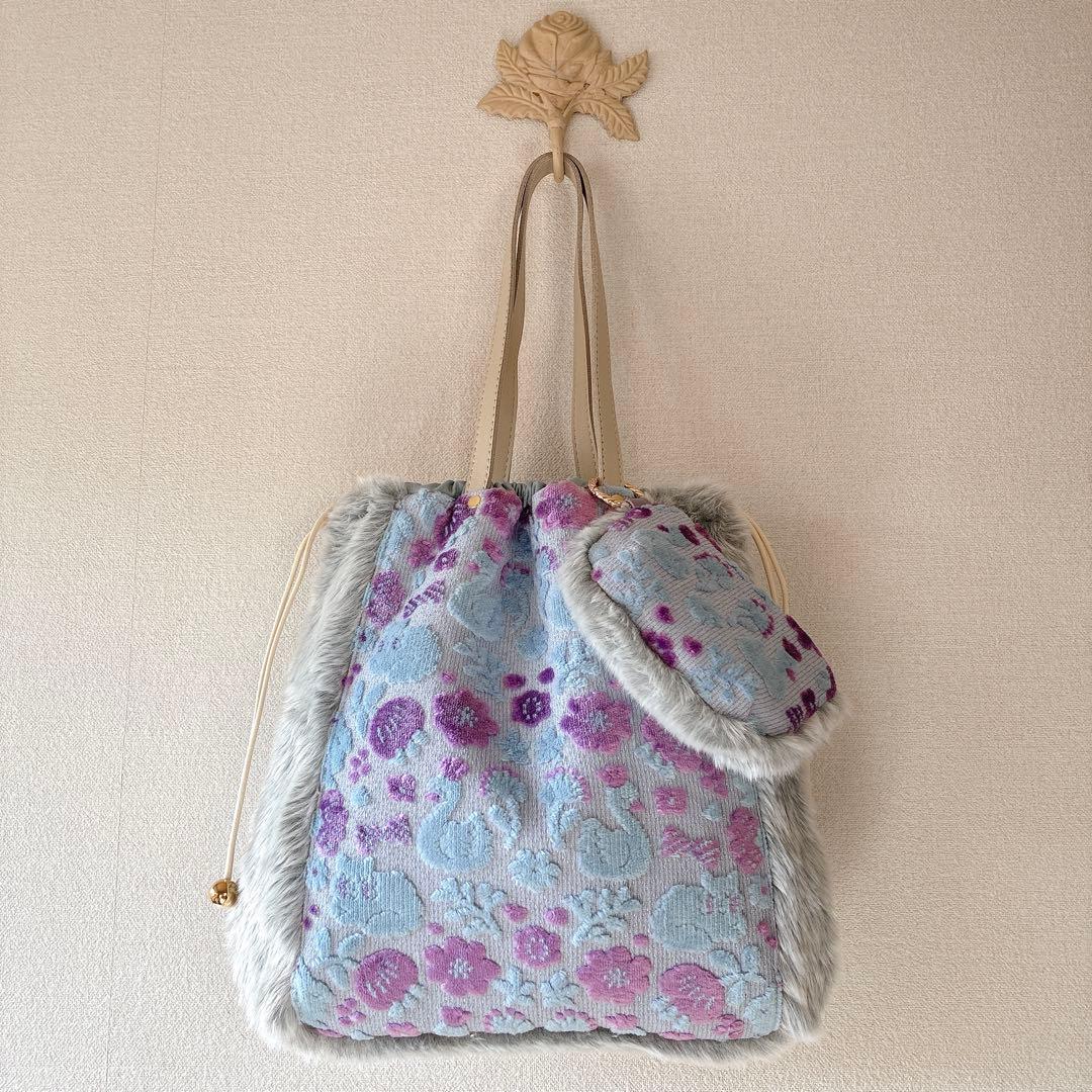 007 ジョリーフルール もふもふノスタルジア 巾着トートバッグ＆ポーチ