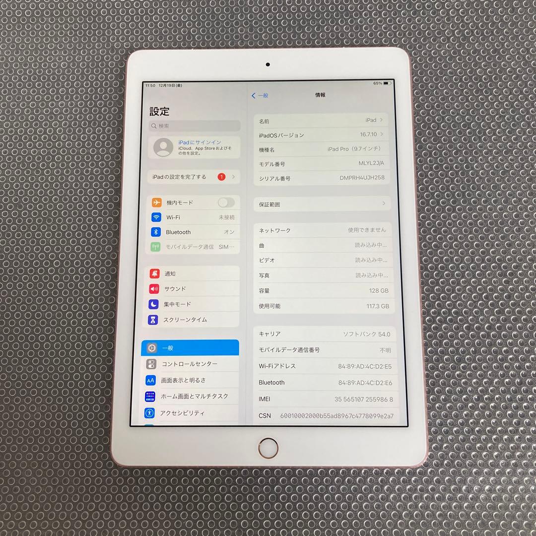 3735 極美品新品級☆電池最良好☆iPad Pro 128GB SIMフリー☆