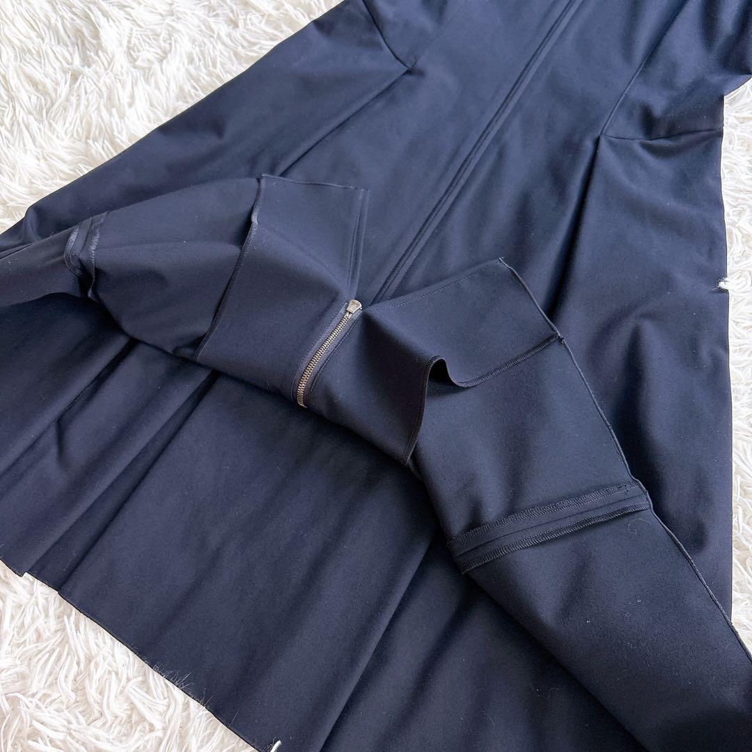 美品✨ フォクシーニューヨーク 付け襟 パフスリーブ ワンピース 濃紺 38