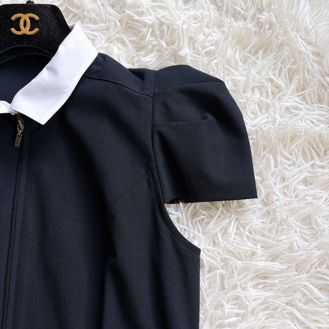 美品✨ フォクシーニューヨーク 付け襟 パフスリーブ ワンピース 濃紺 38