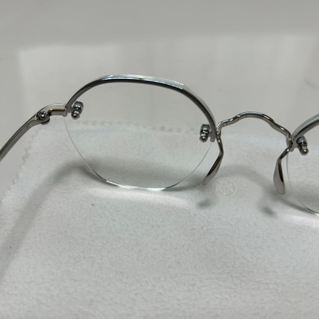 美品 ayame HEX RW メガネ アイウェア シルバー リムレス