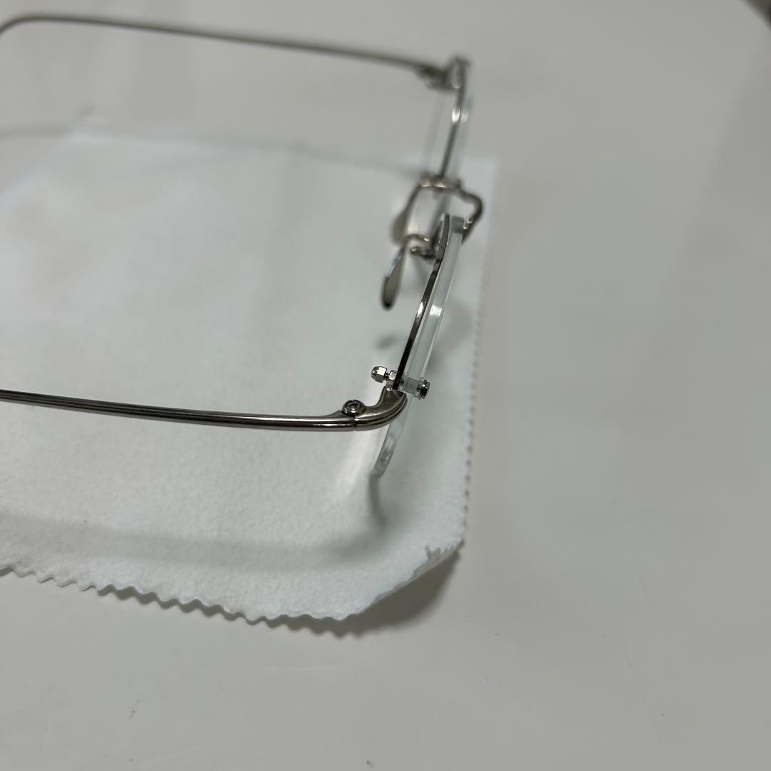 美品 ayame HEX RW メガネ アイウェア シルバー リムレス