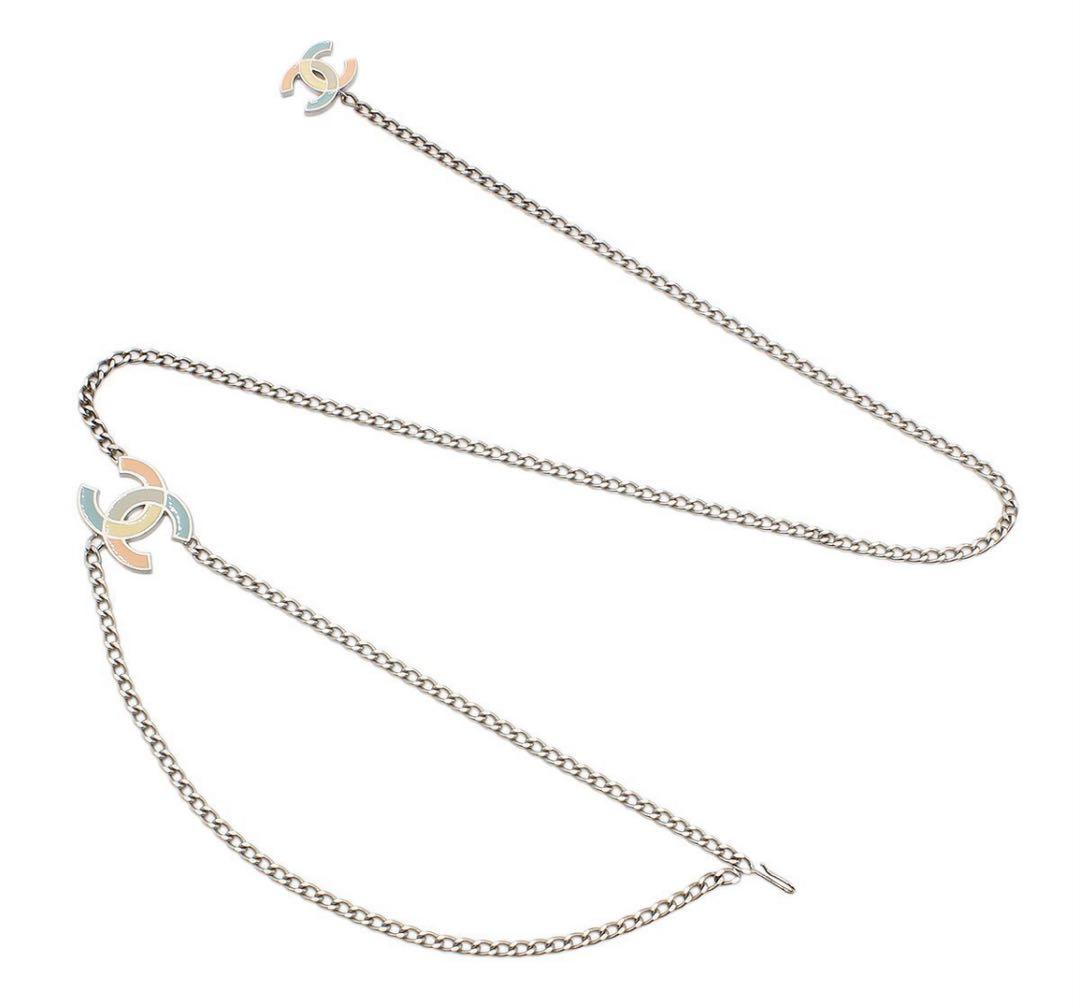 R2344 超美品 シャネル ココマーク ダブル 2連 チェーンベルト