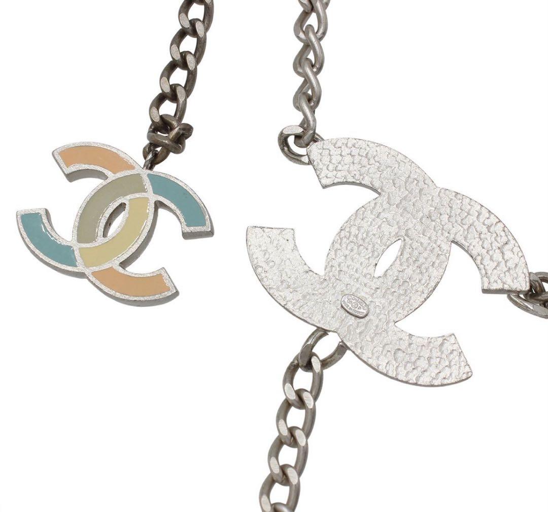 R2344 超美品 シャネル ココマーク ダブル 2連 チェーンベルト