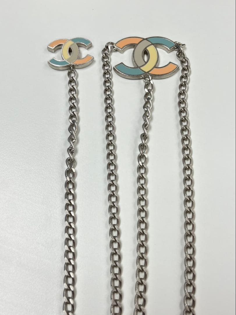 R2344 超美品 シャネル ココマーク ダブル 2連 チェーンベルト