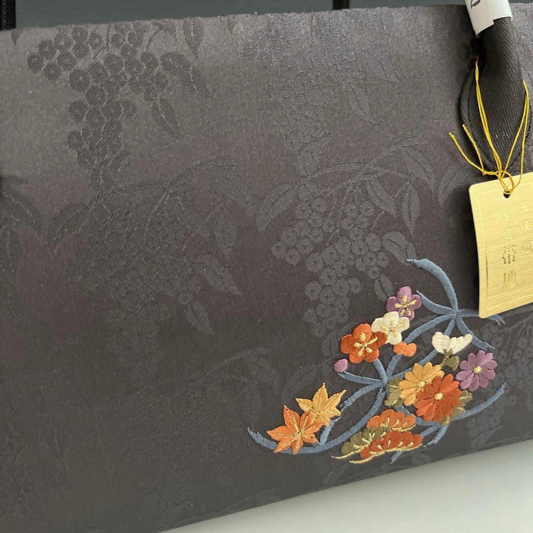 新品未使用品　京都 西陣織正絹帯地使用　利休バッグお茶席　25906