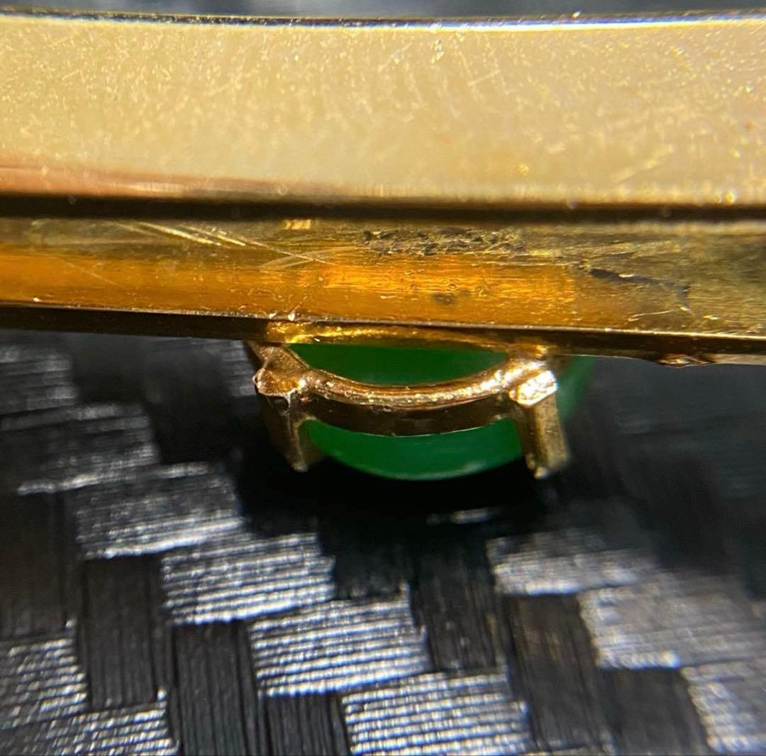 18K刻印　ネクタイピン　ジャンク　5.37g ヴィンテージ　翡翠