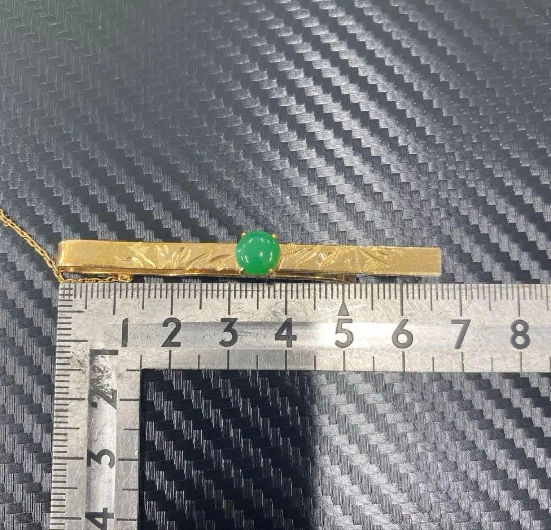 18K刻印　ネクタイピン　ジャンク　5.37g ヴィンテージ　翡翠
