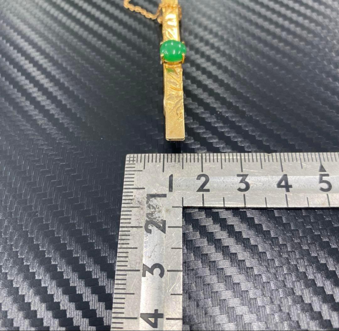 18K刻印　ネクタイピン　ジャンク　5.37g ヴィンテージ　翡翠
