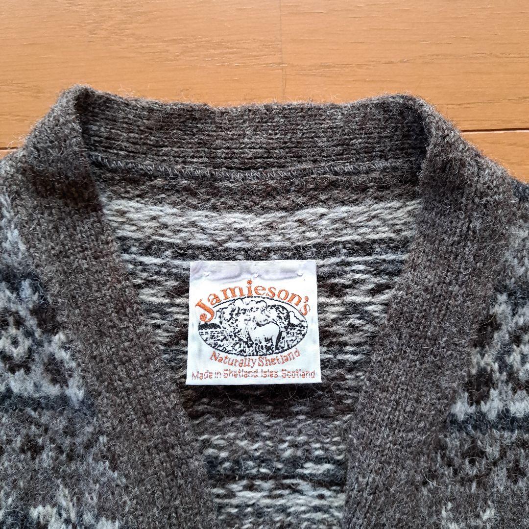 Jamieson's フェアアイル柄 ウールベスト グレー系