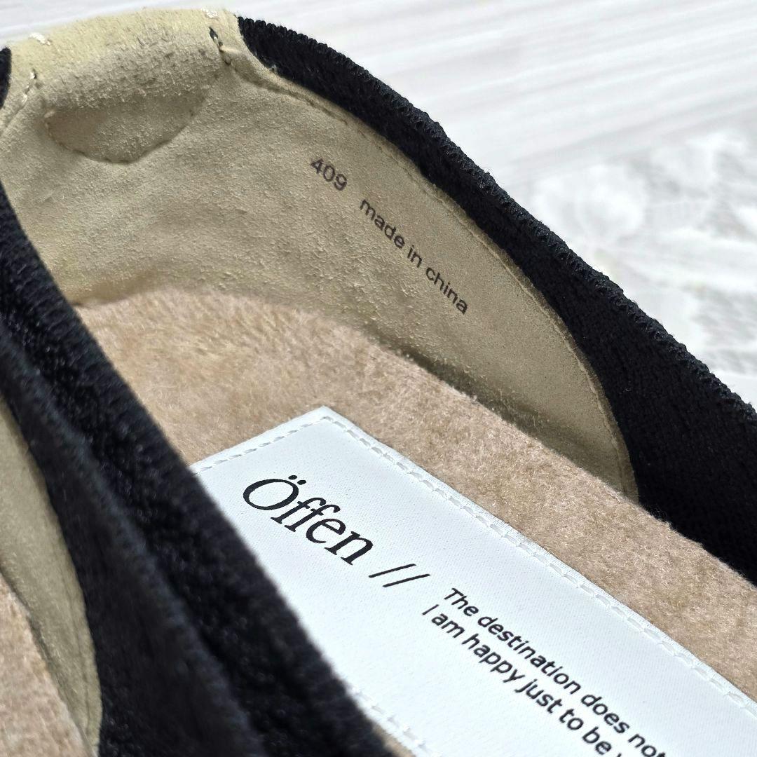 Öffen オッフェン ポインテッド フリル パンプス ブラック 38