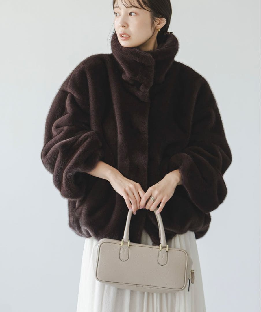 ❤︎最終値下げ❤︎NOBLE❤︎エコファースタンドカラーミドルブルゾン❤︎新品タグ付❤︎