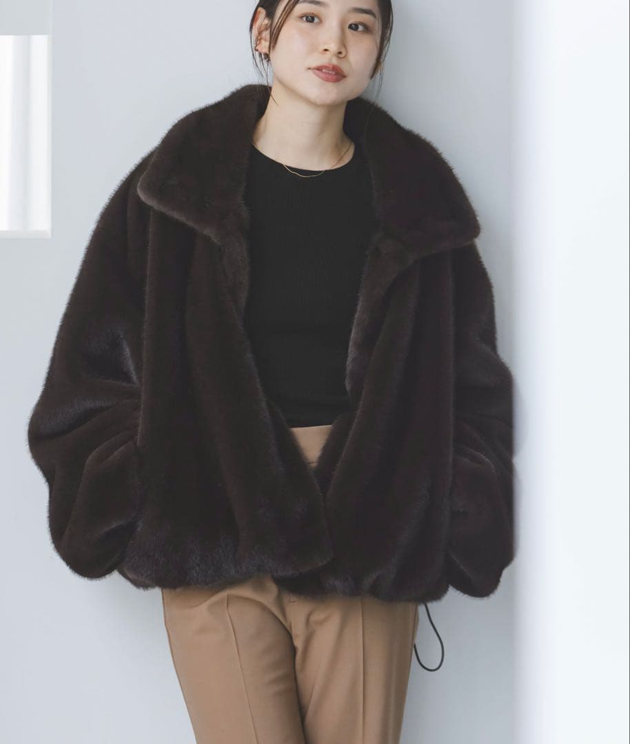 ❤︎最終値下げ❤︎NOBLE❤︎エコファースタンドカラーミドルブルゾン❤︎新品タグ付❤︎