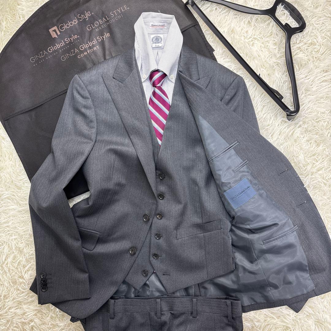 未使用★現行★ゼニア×銀座グローバルスタイル スーツ グレー 3P M位