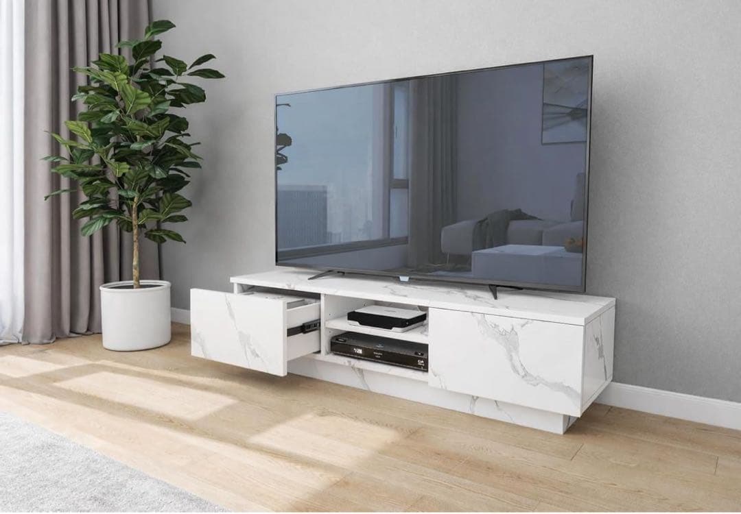 テレビ台 テレビボード 40型対応　大理石調　引出収納　ホワイト