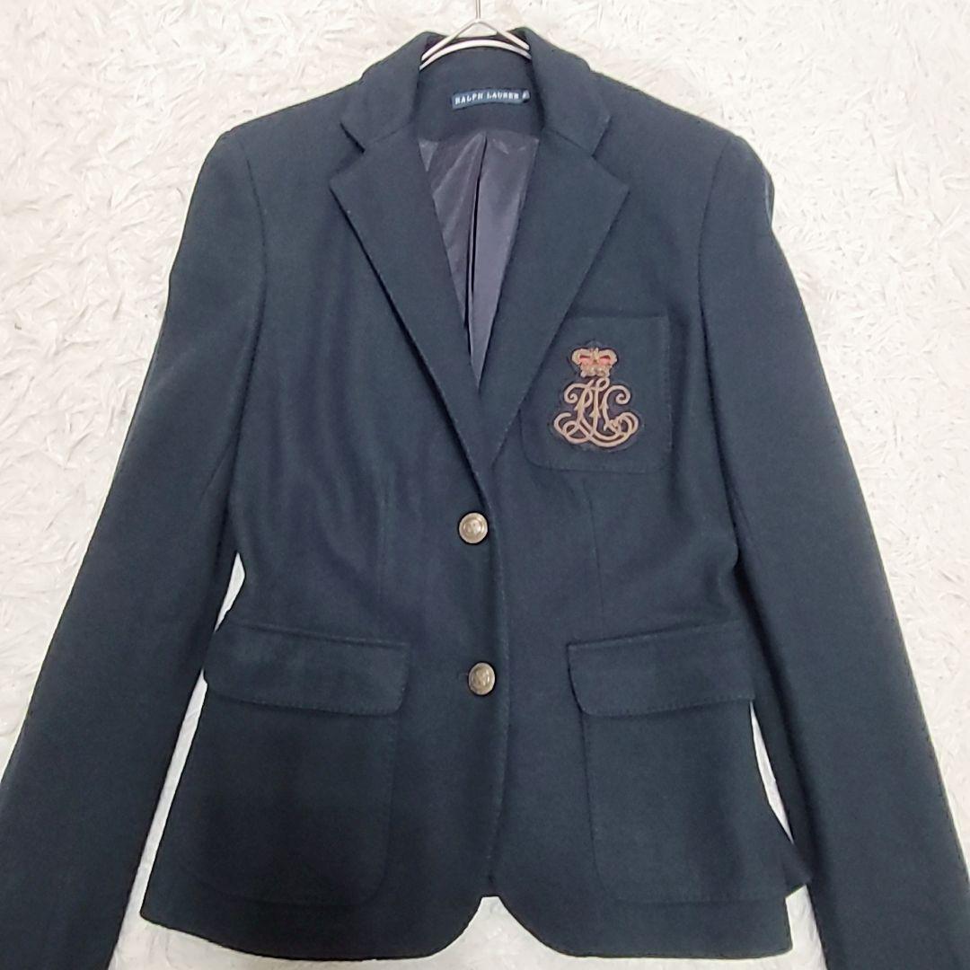 ラルフローレン 紺ブレ テーラードジャケット ワッペン 金ボタン エンブレム