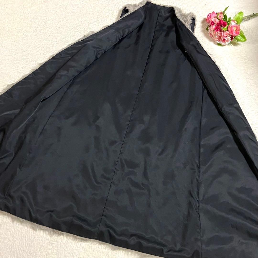 毛皮 ラム リアルファー ロングベスト グレー Lサイズ相当