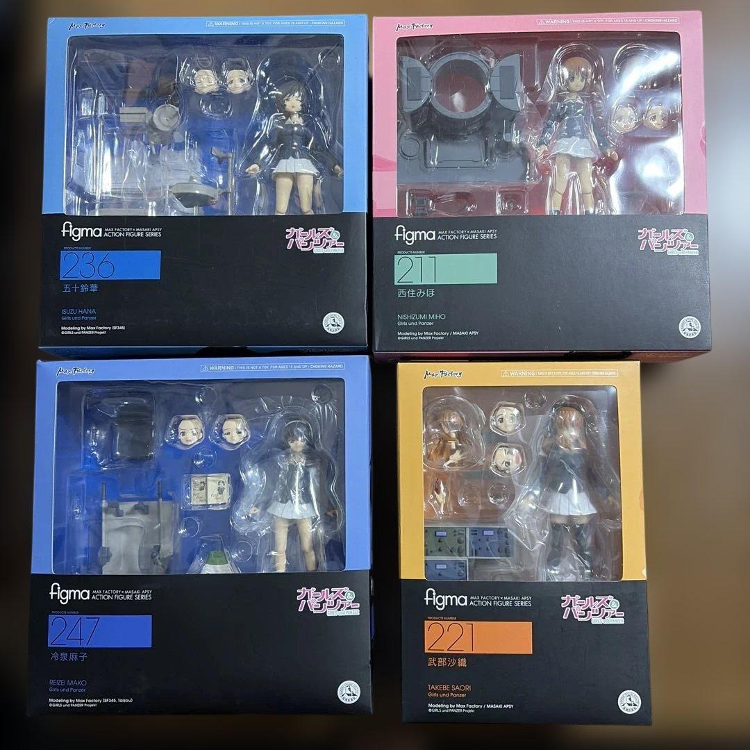 【中古・日焼け】figma ガルパン　西住みほ＆武部沙織＆五十鈴華＆冷泉麻子