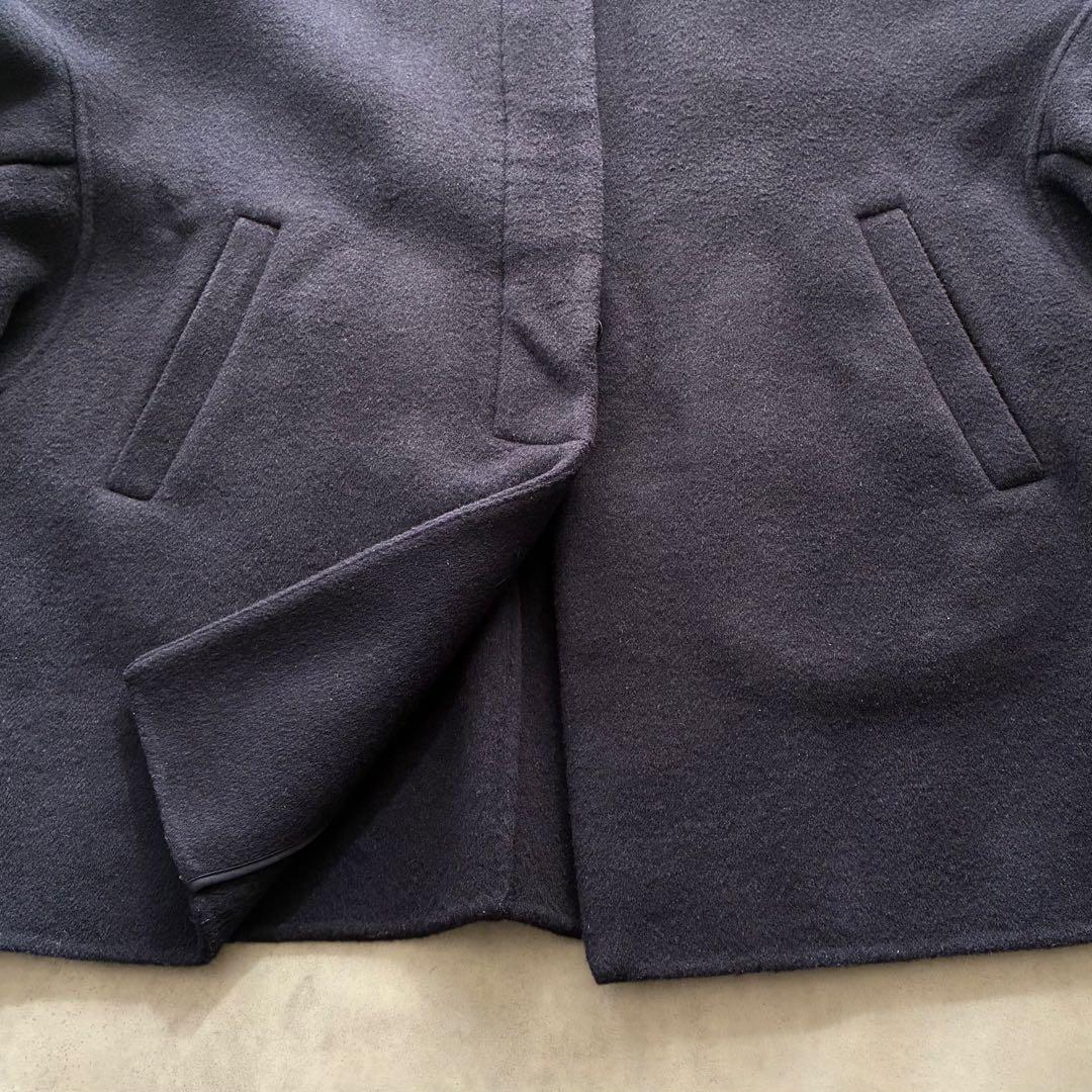 アナイ ゆったり ウール ナイロン リバー ケープ コート フリル袖 ネイビー