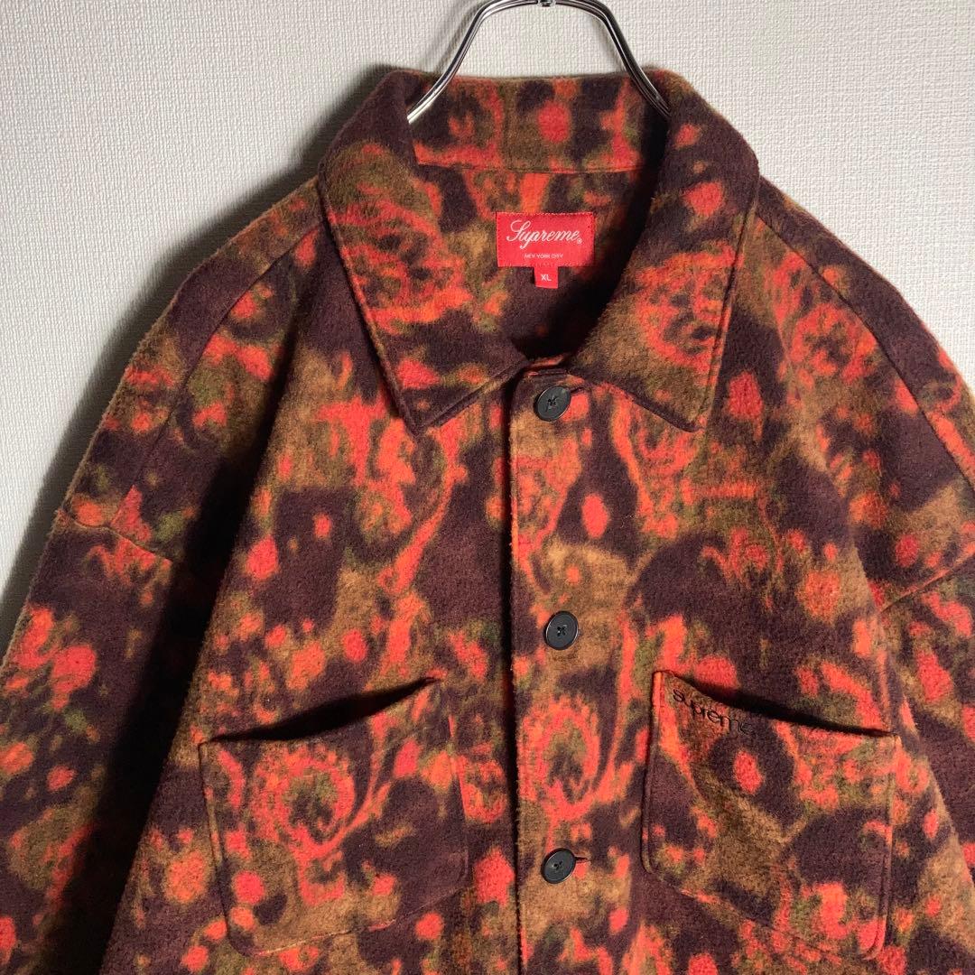 【美品】SUPREME カバーオール ジャケット 刺繍ロゴ 総柄 XL.