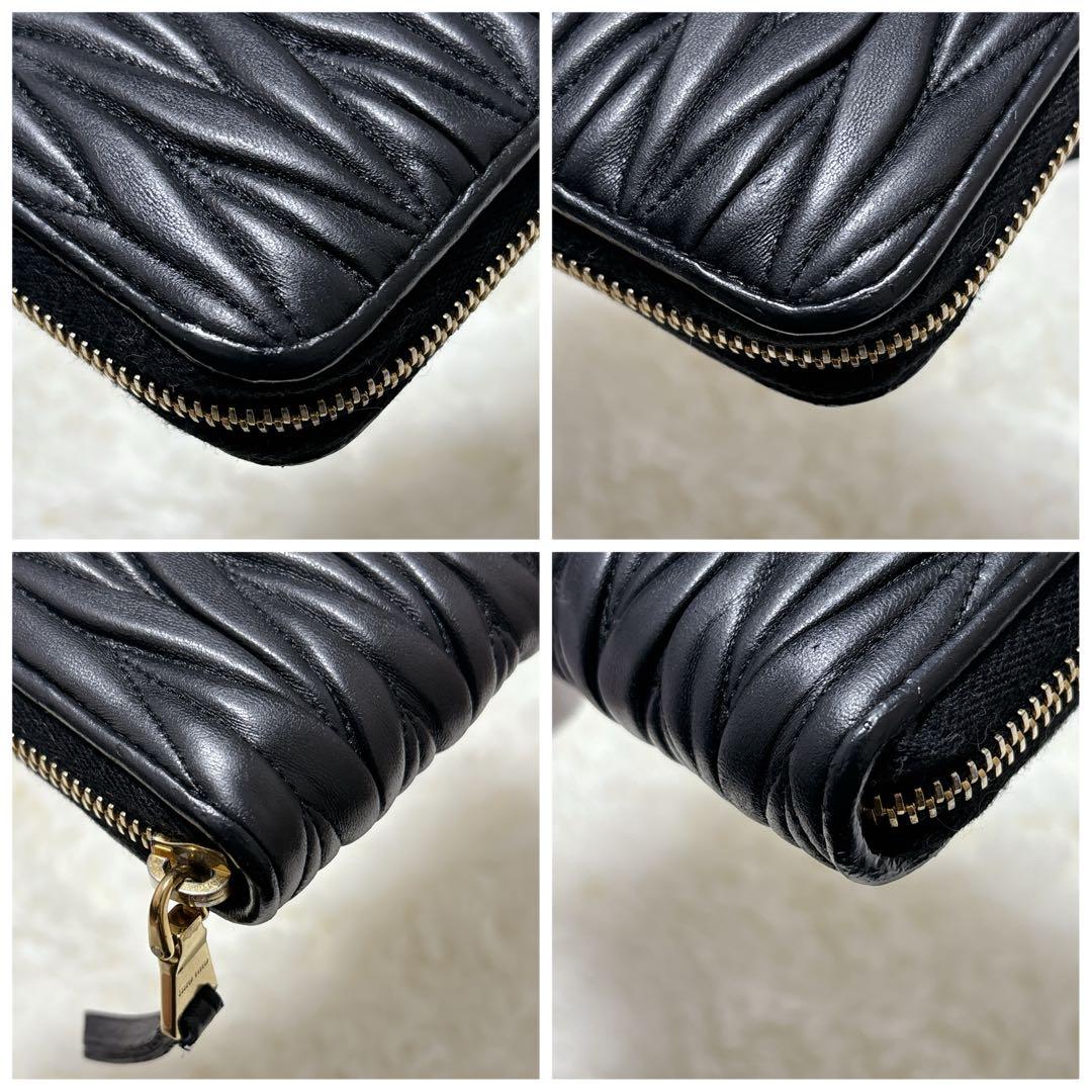 miumiu♡マテラッセ ブラック 長財布 ラウンドファスナー ゴールドロゴ 黒