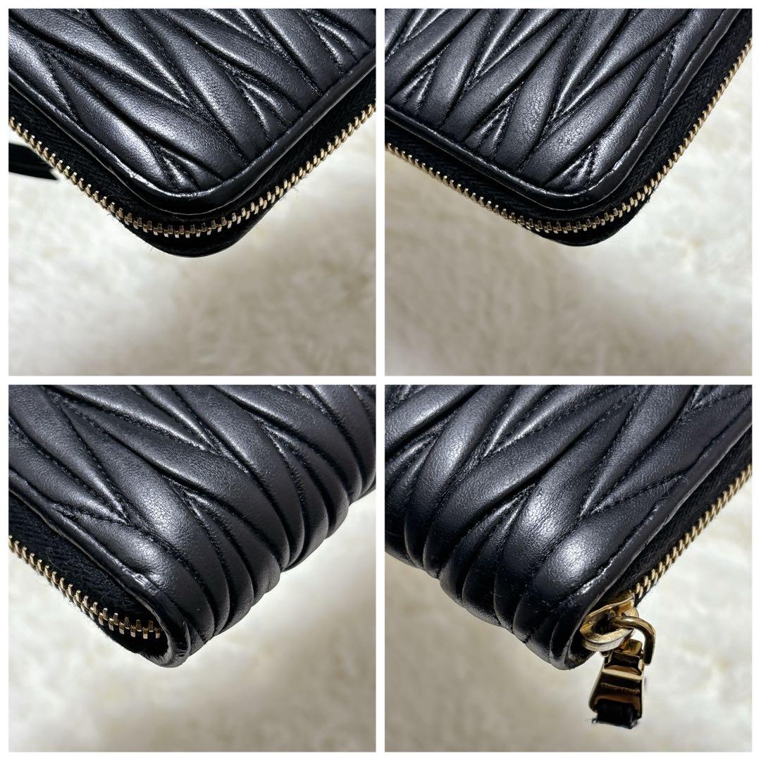 miumiu♡マテラッセ ブラック 長財布 ラウンドファスナー ゴールドロゴ 黒