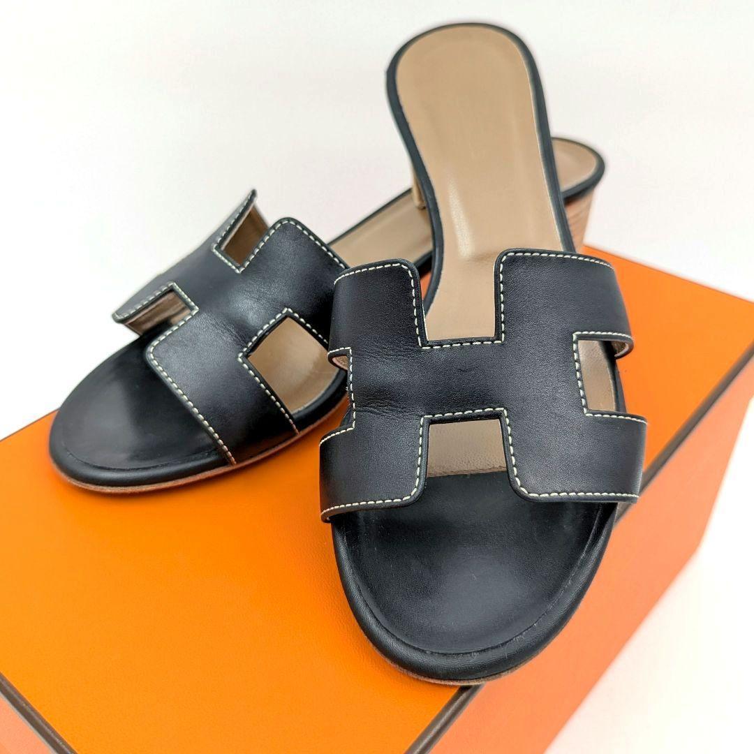 【美品】HERMES エルメス オアジス ミュール サンダル ブラック